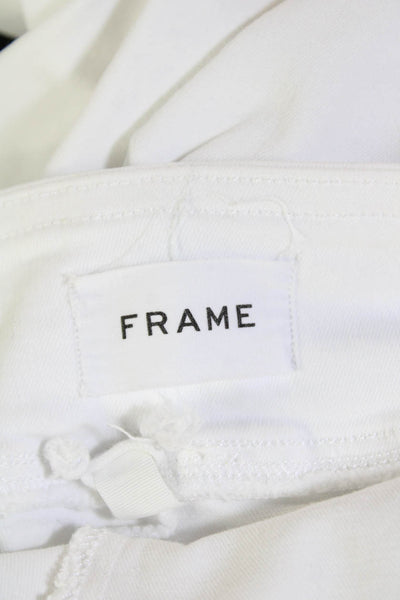 Frame Womens High Rise Pull On Flare Leg Jeans Bright White Cotton Size 1