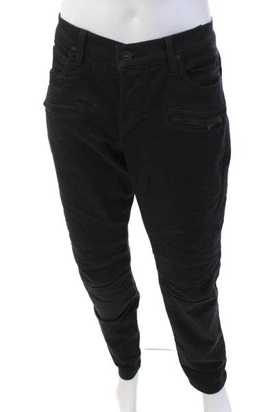 Hudson Mens Cotton Slim Leg Buttoned Textured Knee Detail Jeans Black Size 36