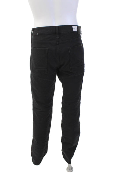 Hudson Mens Cotton Slim Leg Buttoned Textured Knee Detail Jeans Black Size 36