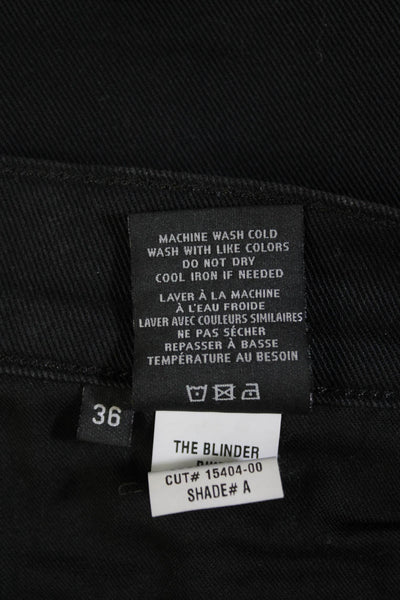 Hudson Mens Cotton Slim Leg Buttoned Textured Knee Detail Jeans Black Size 36