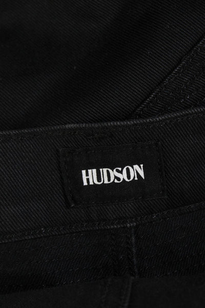 Hudson Mens Cotton Slim Leg Buttoned Textured Knee Detail Jeans Black Size 36
