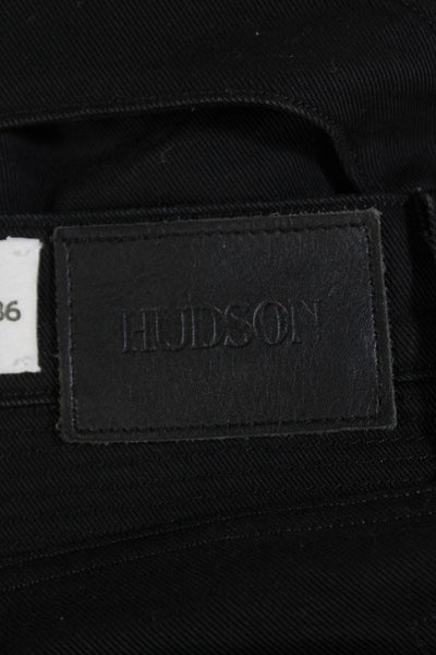 Hudson Mens Cotton Slim Leg Buttoned Textured Knee Detail Jeans Black Size 36
