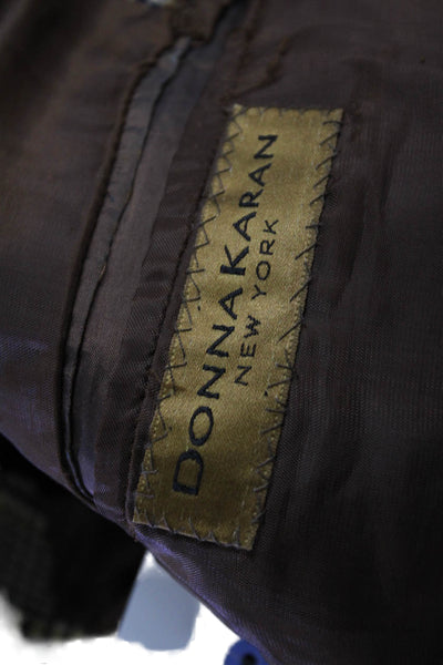 Donna Karan New York Mens Wool Herringbone Print Collared Blazer Beige Size 42