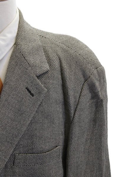 Donna Karan Signature Mens Wool Three-Button Collared Blazer Black Size 42