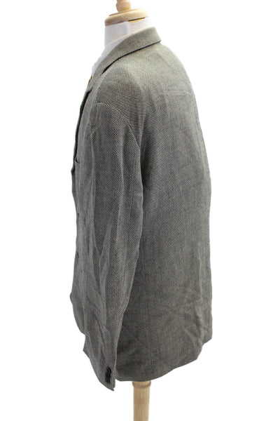 Donna Karan Signature Mens Wool Three-Button Collared Blazer Black Size 42