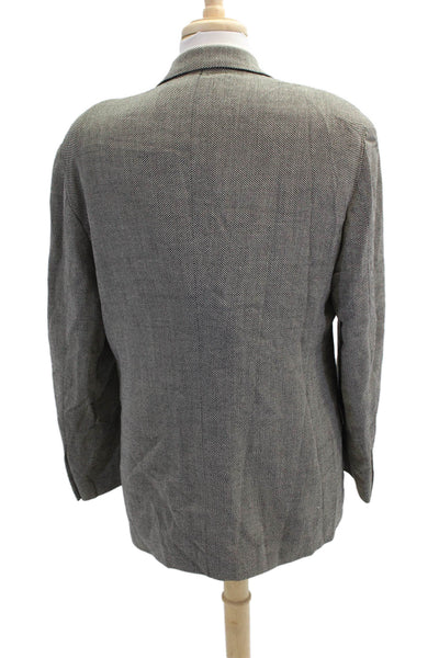 Donna Karan Signature Mens Wool Three-Button Collared Blazer Black Size 42