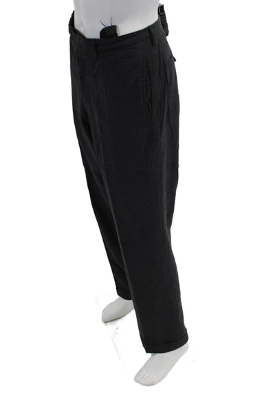Prada Men's Hook Closure Flat Front Straight Leg Dress Pants Charcoal Sz 52