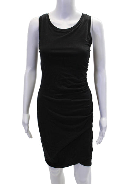 Bobi Los Angeles Womens Sleeveless Ruched Dress Black Cotton Size Small