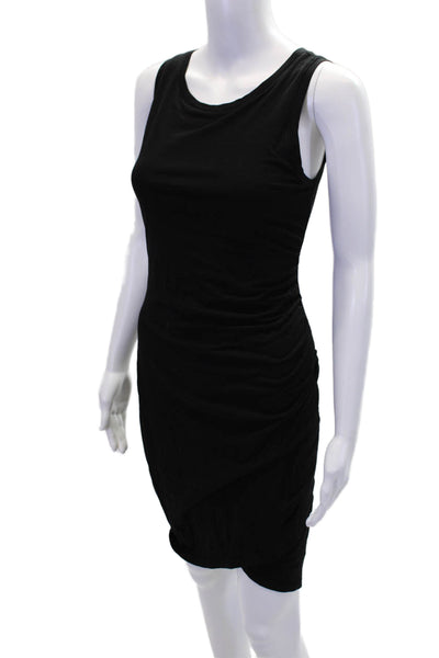 Bobi Los Angeles Womens Sleeveless Ruched Dress Black Cotton Size Small