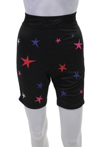 Pam & Gela Womens Mesh Waistband Knit Star Shorts Black Multi Size Medium