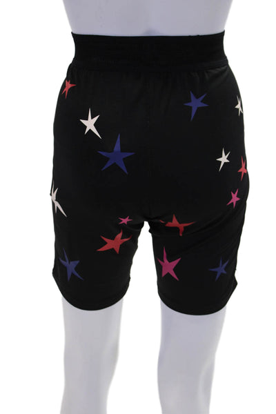 Pam & Gela Womens Mesh Waistband Knit Star Shorts Black Multi Size Medium