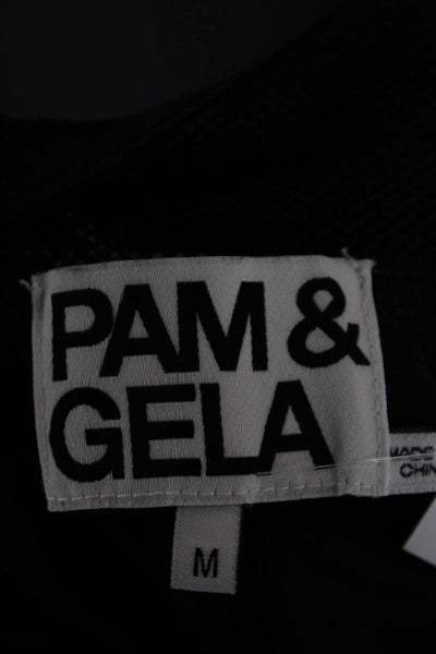Pam & Gela Womens Mesh Waistband Knit Star Shorts Black Multi Size Medium