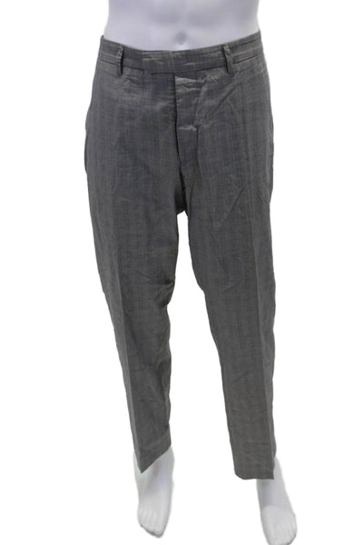 Vince Mens Cotton Glen Print Pleated Straight Leg Trouser Pants Gray Size 36