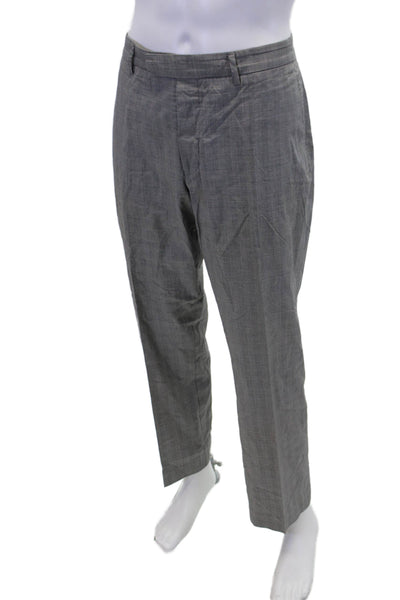 Vince Mens Cotton Glen Print Pleated Straight Leg Trouser Pants Gray Size 36