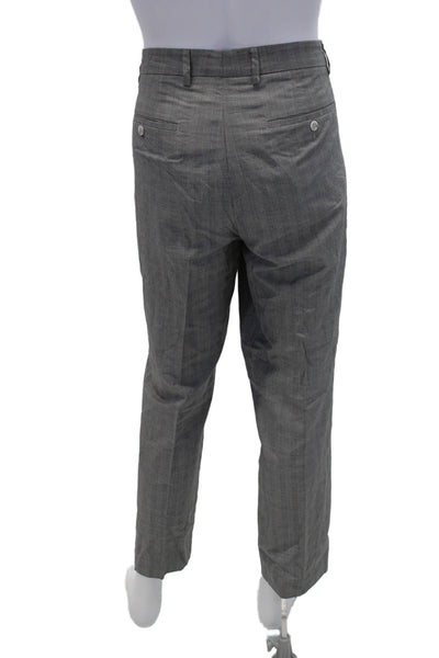 Vince Mens Cotton Glen Print Pleated Straight Leg Trouser Pants Gray Size 36