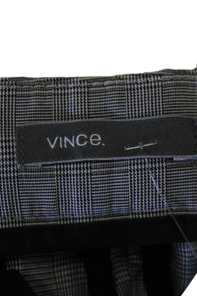 Vince Mens Cotton Glen Print Pleated Straight Leg Trouser Pants Gray Size 36