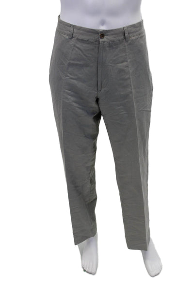 John Varvatos Mens Cotton Pleated Straight Leg Dress Pants Gray Size 52