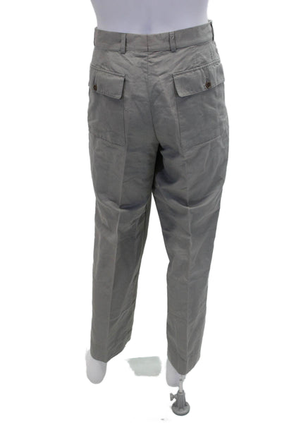John Varvatos Mens Cotton Pleated Straight Leg Dress Pants Gray Size 52