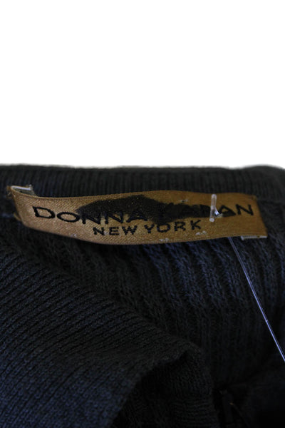 Donna Karan Womens Cotton Long Sleeve Full Zip Collar Knit Sweater Gray Size L