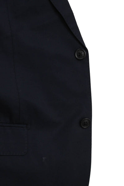 +J Mens Two Button Classic Lapel Blazer Jacket Navy Blue Cotton Size Large