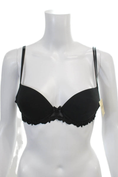 Simone Perele Womens Embroidered Under Wire Plunge Bra Black Size 34 A