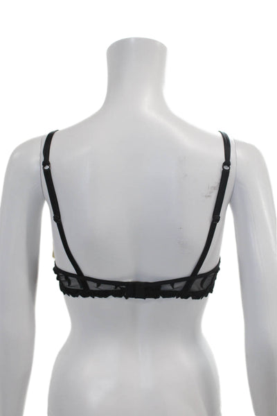 Simone Perele Womens Embroidered Under Wire Plunge Bra Black Size 34 A