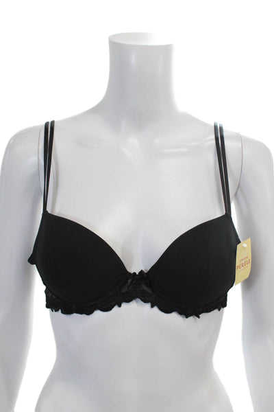 Simone Perele Womens Embroidered Under Wire Plunge Bra Black Size 34A
