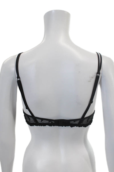 Simone Perele Womens Embroidered Under Wire Plunge Bra Black Size 34A