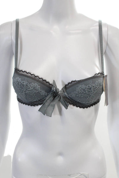 Princesse Tam Tam Womens Lace Demi Under Wire Bra Blue Dark Brown Size 32A