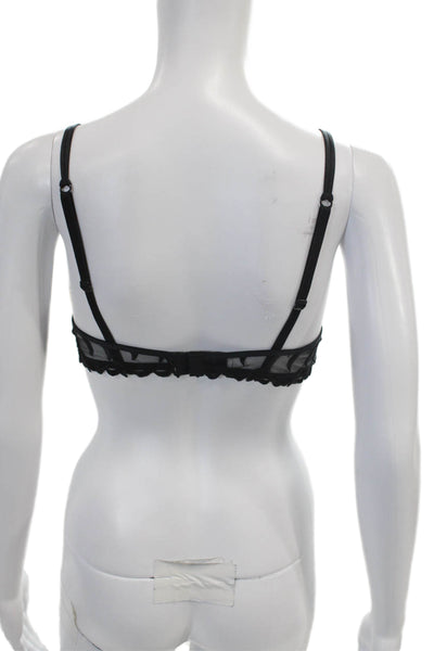 Simone Perele Womens Embroidered Under Wire Plunge Bra Black Sz 34 A