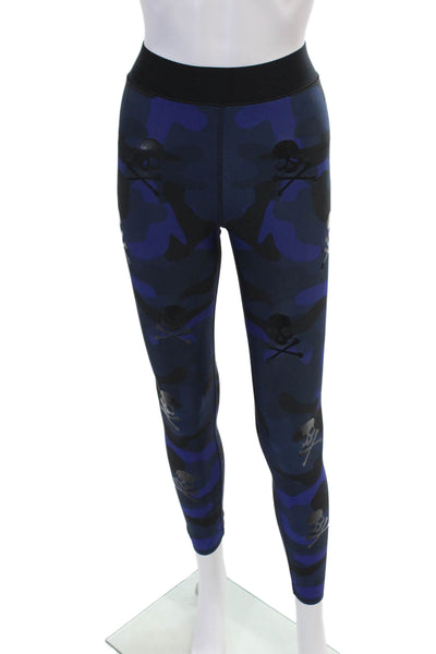 Ultracor Womens High Rise Skull & Crossbones Camouflage Leggings Blue Size Small