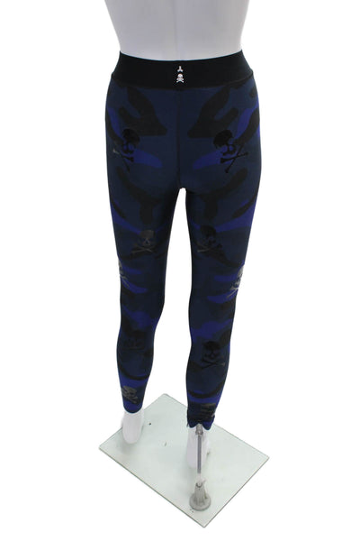 Ultracor Womens High Rise Skull & Crossbones Camouflage Leggings Blue Size Small