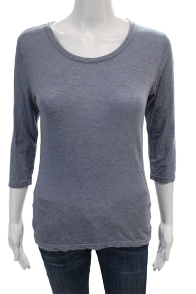 V Room Womens 3/4 Sleeve Scoop Neck Knit Tee Shirt Blue Size Large