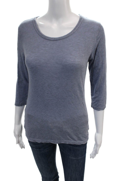 V Room Womens 3/4 Sleeve Scoop Neck Knit Tee Shirt Blue Size Large