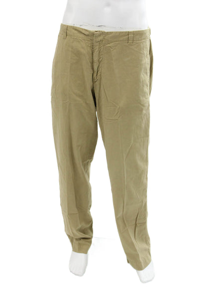 John Varvatos Mens Cotton Zip Lined Wide Leg Casual Pants Khaki Size EUR 50
