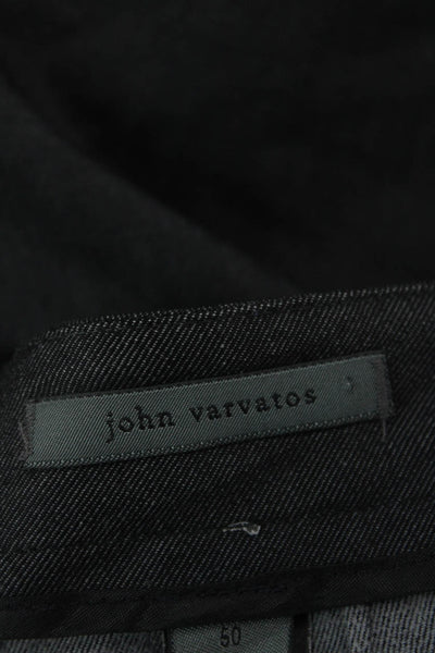 John Varvatos Mens Cotton Zip Pleated Lined Wide Leg Dress Pants Black Size EUR