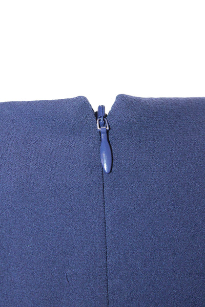 Theory Womens Pleated Layered Round Neck Zip Up Tank Top Blouse Navy Size P