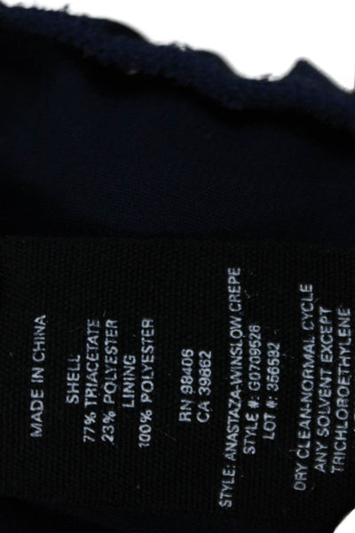 Theory Womens Pleated Layered Round Neck Zip Up Tank Top Blouse Navy Size P