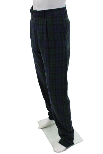 Saks Fifth Avenue Men's Button Pleated Front Straighjt Leg Plaid Pants Size 34