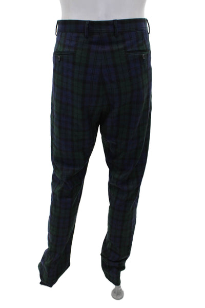 Saks Fifth Avenue Men's Button Pleated Front Straighjt Leg Plaid Pants Size 34