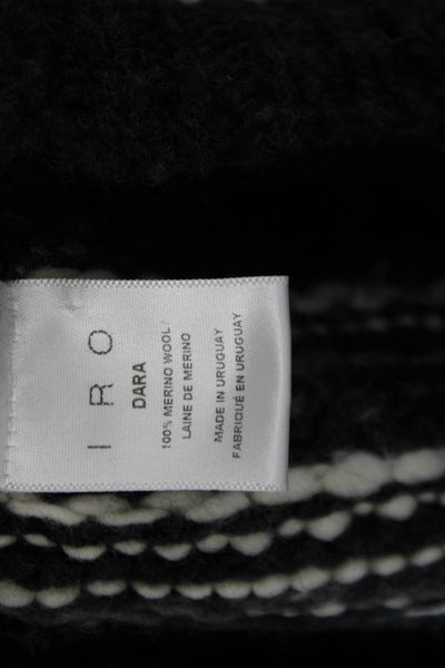 IRO Womens Merino Wool Striped Crew Neck Long Sleeve Sweater Black Size 36