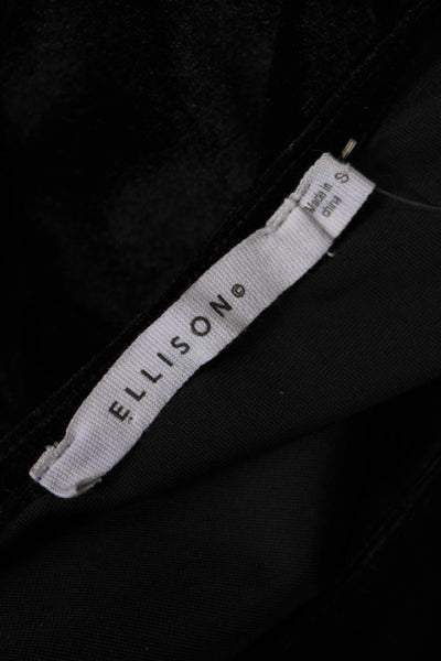 Ellison Womens Velvet Round Neck Pullover Short Sleeve Blouse Top Black Size S
