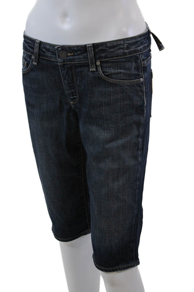 Paige Womens Cotton Denim Five Pocket Knee Length Bermuda Shorts Blue Size 28