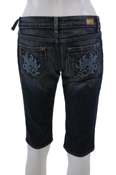 Paige Womens Cotton Denim Five Pocket Knee Length Bermuda Shorts Blue Size 28