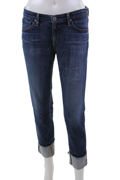 AG Adriano Goldschmied Womens Cotton Blend Mid-Rise Straight Jeans Blue Size 28