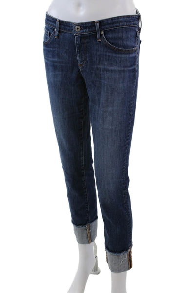 AG Adriano Goldschmied Womens Cotton Blend Mid-Rise Straight Jeans Blue Size 28