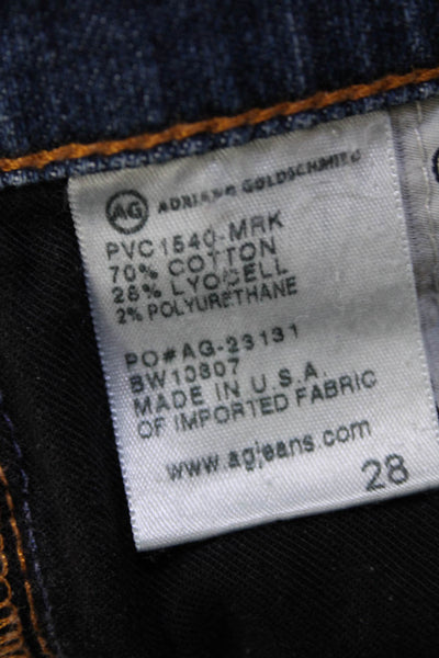AG Adriano Goldschmied Womens Cotton Blend Mid-Rise Straight Jeans Blue Size 28