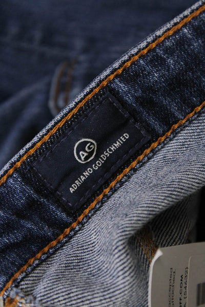 AG Adriano Goldschmied Womens Cotton Blend Mid-Rise Straight Jeans Blue Size 28