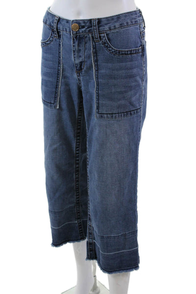 Seven 7 Womens Cotton Blend Four Pocket Mid-Rise Cropped Jeans Blue Size 6