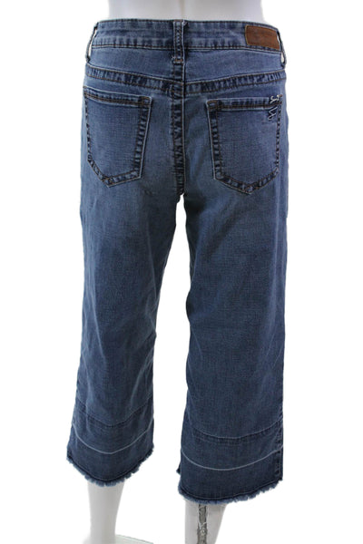 Seven 7 Womens Cotton Blend Four Pocket Mid-Rise Cropped Jeans Blue Size 6